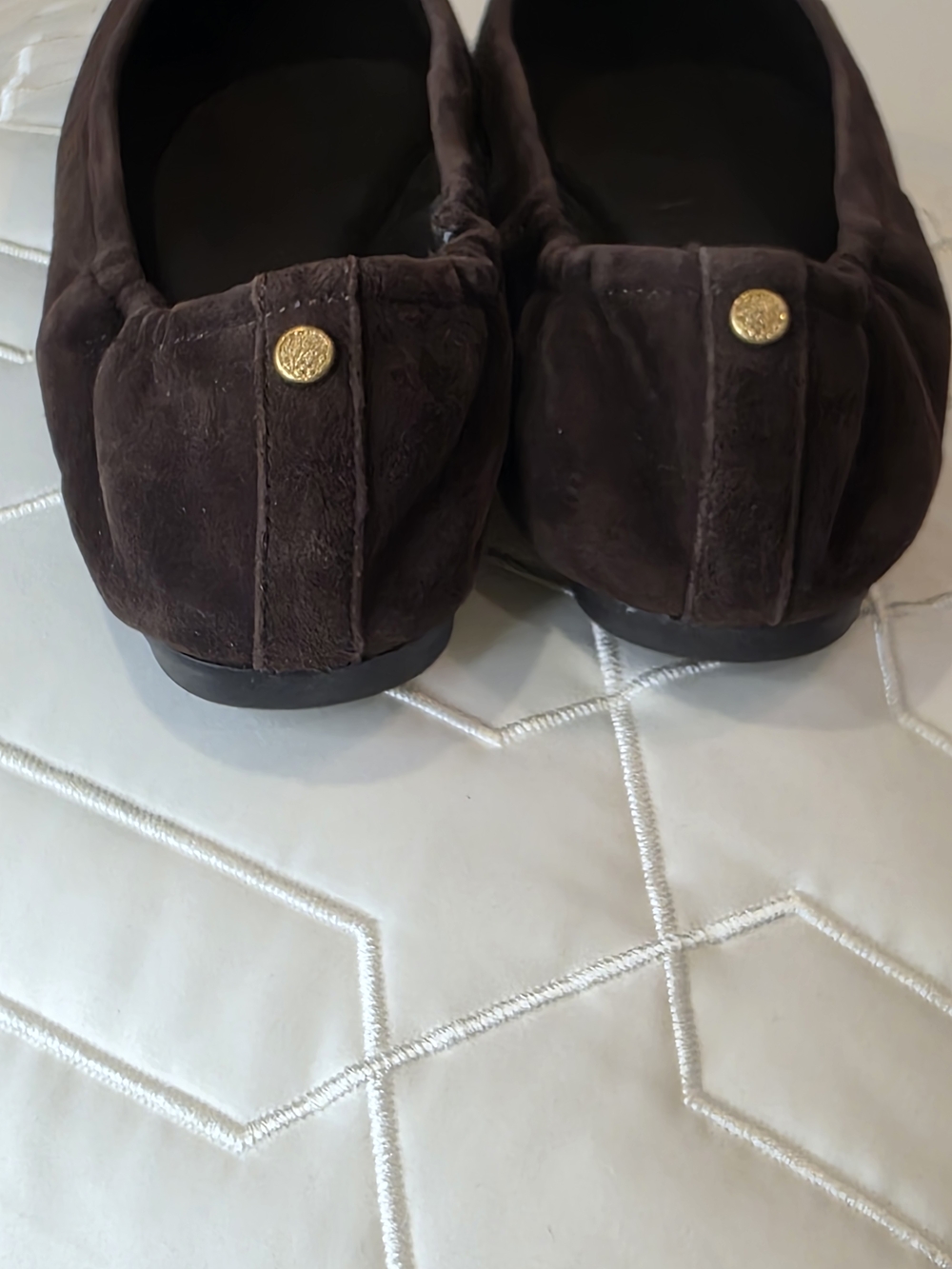 Vince Camuto Chocolate Brown Suede Pearl-Tip Ballet Flats (NWOT) - Picture 3 of 5